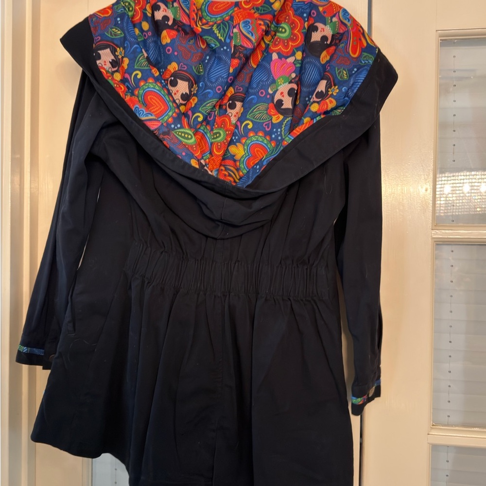 Lola Black Coat with Vibrant Embroidery - Picture 3 of 9